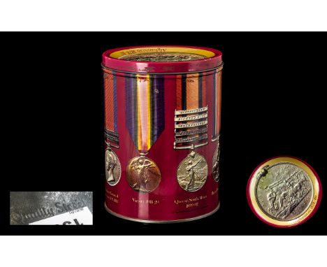 Military Interest - Medal Commemorative Afghanistan  1878-80.  Rare limited edition vintage tin, by Mackintosh, depicting aro