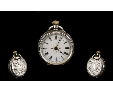 Silver Fob Watch. 19th century pocket watch, enamel dial, fully hallmarked silver, please see accompanying image.