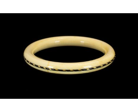 Edwardian Period Fine Quality Ivory Bangle set with gold spacers with original display box from Russell Ltd. of Manchester - 