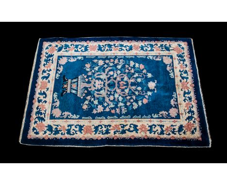 Antique Period Chinese Carpet bought in china in 1920s during travels.  Depicting the Tree of Life to centre of carpet, house
