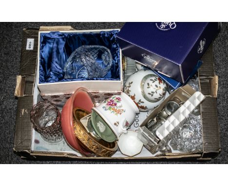 Collection of Porcelain &amp; Glass comprising boxed Queens Bone China 'Garland Rose' TV Tray &amp; Mug; boxed Piesta Glass p