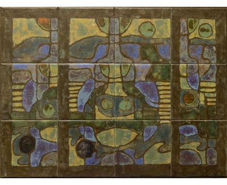 Guerten, Maria, an abstract tile picture, framed, 45cm by 60cm 20-30