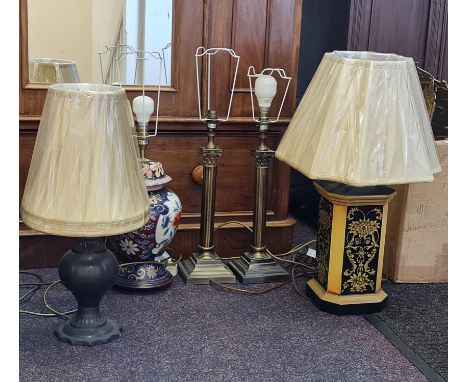 Five various lamp bases to include one pair and ginger jar style.