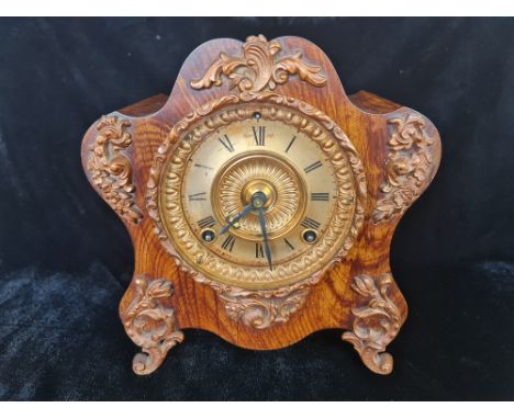 An USA Ansonia mantle clock with painted case.approx 25cm.