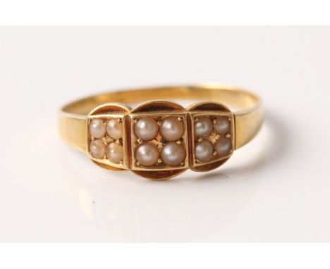 A seed pearl set ring, hallmark rubbed, ring size Q1/2.