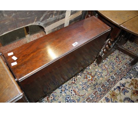 A 19th Century mahogany dropleaf table on ring turned legs joined by stretchers 76cm wide  Best Bid