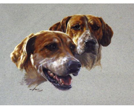 English School (20th Century) Portrait of Two Hounds Oil on board Signed indistinctly  35cm x 46cm  Best Bid