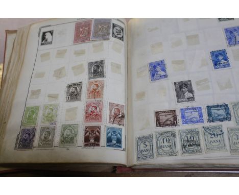 An 'Improved Stamp Album' of World Wide and GB stamps, two 'The Ideal Postage Stamp Album' (not complete) and another album o