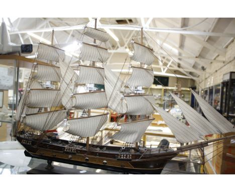 A model of an 18th Century French frigate in full sail 85cm wide  