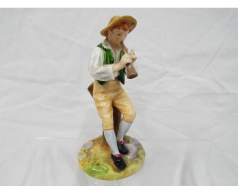 Royal Worcester - A Royal Worcester figurine entitled Strephon depicting a boy playing a pipe, modelled by James Hadley. Shap