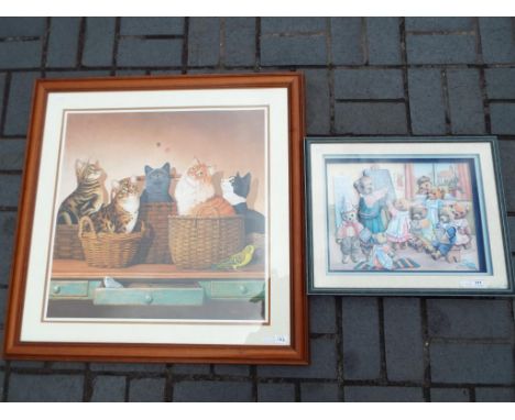 A good quality three dimensional picture depicting Teddy bears at school by Doreen Edmond, framed under glass, image size app