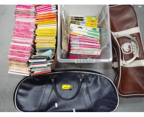 Two boxes containing a quantity of Ordnance Survey and similar maps and two vintage sports bags [2]