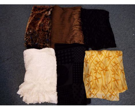 Vintage Clothing - six scarves in various materials and sizes to include one with label marked Golden Camel