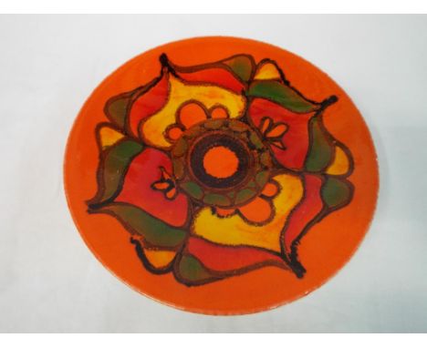 Poole Pottery - a Poole Pottery Delphis Range shallow bowl shape No. 4, decorated by Cynthia Bennett, approximately 27 cm (d)