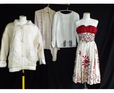 Vintage Clothing - a good quality button front jacket with micro beaded detailing, a circulate skirt, BELLDINI cardigan and C