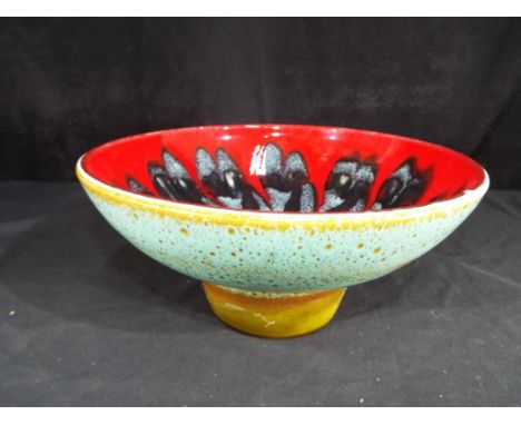 Poole Pottery - a Poole Pottery Delphis studio range footed bowl shape No. 40 decorated by Janet Laird (1969 - 1974), approxi