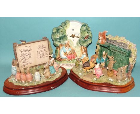 A collection of fourteen Border Fine Art Beatrix Potter ornaments: 'Beatrix Potter Tableau' 669184, 1450/2000, 'The Tale of G