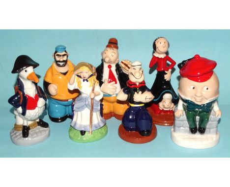 Seven Wade figures: 'Popeye', 'Olive Oyl', 'Brutus', 'Wimpy', all 1134/1500, (all with certificates of authenticity and boxes