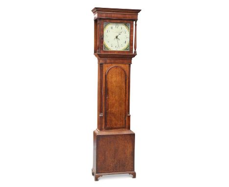 AN EARLY 19TH CENTURY OAK AND MAHOGANY 30-HOUR LONGCASE CLOCK, SIGNED COLLINSON, KENDAL the 13-inch square dial painted with 