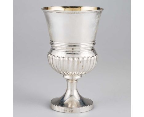 A GEORGE III SILVER GOBLET by Robert Hennell I &amp; Samuel Hennell, London 1806, of urn-form with partially reeded waisted b