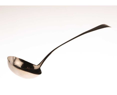 A GEORGE III SILVER SOUP LADLE by Hester Bateman, London 1782, Old English pattern. 32cm long, 3.9 troy ouncesThe marks are o