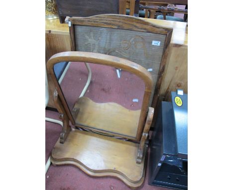 Victorian Dressing Table Mirror, shaped supports, serpentine base, firescreen and oval picture frame (3).
