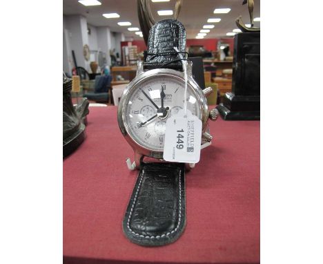 Eichholtz Bourgeois Mantle Watch Clock, 9cm wide on decorative black strap, 16cm overall.