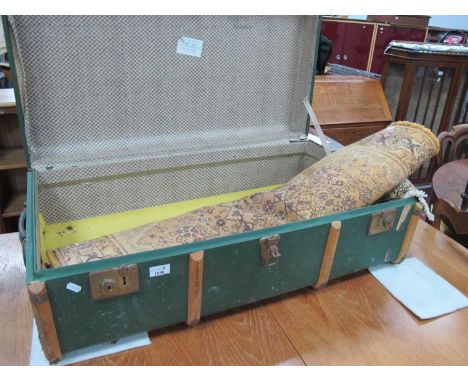 Persian Style Wool Rug, 106 x 154cm, together with a vintage suitcase (2).