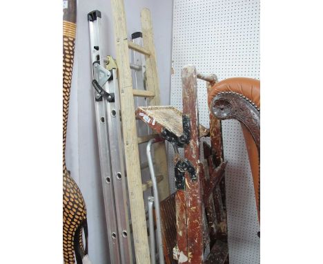 Three Way Ladder, wooden ladder, two sets of steps (4).