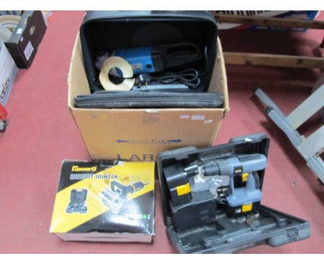 Tools - Tooltec cordless drill, Power G circular saw and biscuit jointer, Silverline grinder