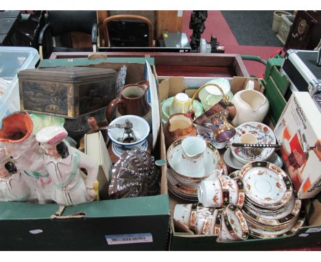 Edwardian Teaware, coffee grinder, glassware, Staffordshire figure:- Two Boxes.