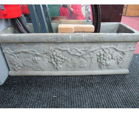 Reconstituted Stone Rectangular Trough, with grape decoration, 100cm,