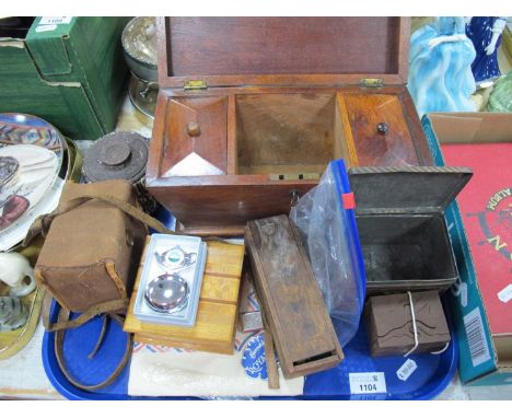 XIX Century Tea Caddy, puzzle, tin, dominoes, ponga craft, jar, etc