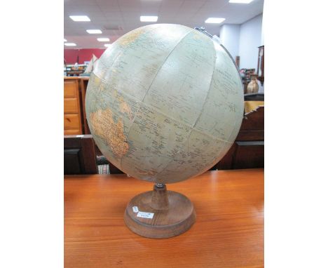 Philip's Challenge Globe, with chrome Arc on a wooden base, diameter 13½ inches