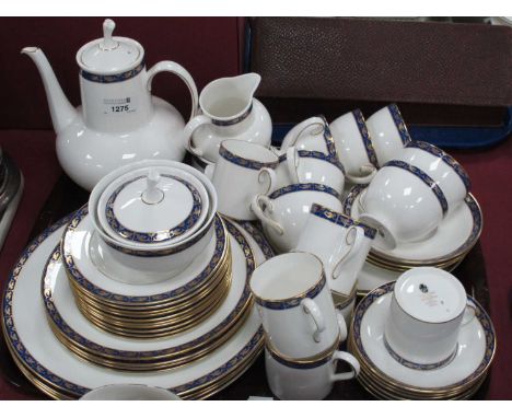 Royal Doulton 'Marina' Dinner and Teaware, comprising four dinner plates, four tea plates, coffee pot, two milk jugs, two sug