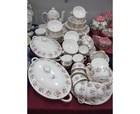 Minton 'Spring Bouquet' Dinner and Tea Service, comprising two lidded tureens, gravy boat and stand, eight each dinner, desse