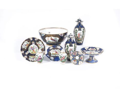 An assortment of Worcester 18th century style pottery and porcelain, late 19th century and later, mostly of Samson type but i