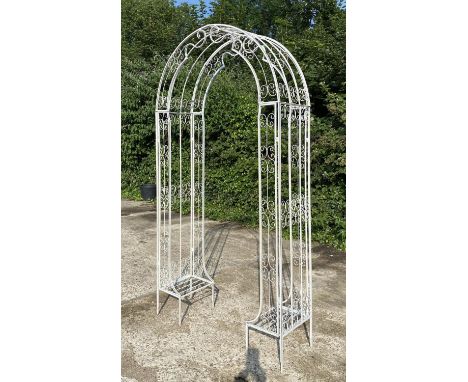 ARCHITECTURAL ROSE HARBOUR, white painted metal, 123cm x 231cm. 