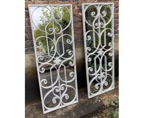 ARCHITECTURAL GARDEN MIRRORS, pair, Italian style, 128cm x 49cm. 