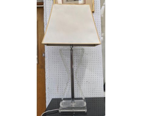 TABLE LAMP, contemporary design, lucite and chrome, with shade, 80cm H x 43cm x 22cm. 