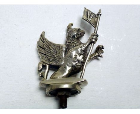 A rare Vauxhall Griffin solid nickel radiator mascot by Joseph Fray Limited of Birmingham, named and numbered to the base are