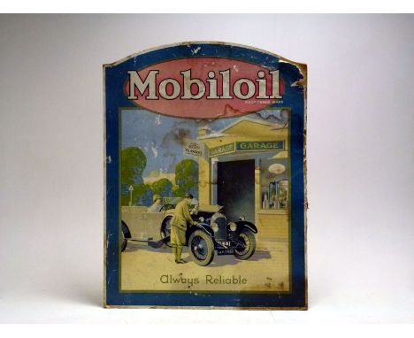 A rare survivor, this colourful pictorial Showcard, features a Bentley 3-litre stopping at a country garage to fill up with M