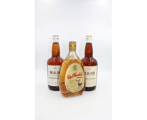 Red Hackle, De Luxe blended Scotch whisky, 70% proof and two Haig, blended Scotch whisky Gold Label, various contents and pro