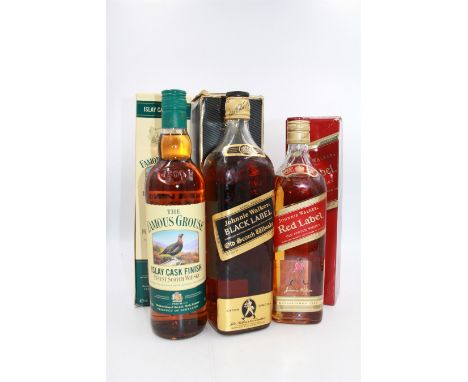 The Famous Grouse, Islay cask finished blended Scotch whisky 70cl 40%, Johnnie Walker, Black Label extra special blended Scot