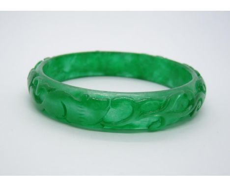 A modern carved Jade Bangle 
