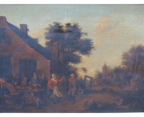 ATTRIBUTED TO THOMAS VAN APSHOVEN (1622-1645) A Kermesse with peasants dancing and merry-making outside an inn, oil on panel,