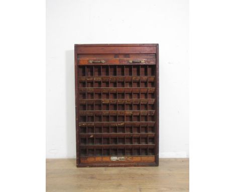 A LNW&amp;R and G.W.R. pine set of ticket Pigeon Holes each with destination paper label enclosed by tambour front 3ft 9in H 