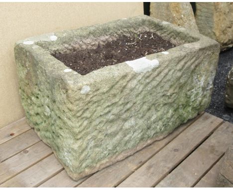 A large antique carved sandstone rectangular Trough 2ft 5in W x 1ft 7in D x 1ft 4in H 