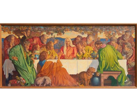 ERNEST WALDRON WEST (1904-1994). 'The Last Supper', oil on canvas, 72 x 178 1/2in.  The painting is believed to have been com