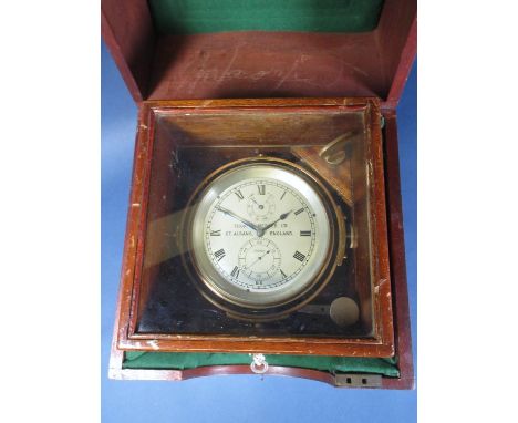 A brass marine Chronometer by Thomas Mercer, St Albans, with silvered dial with Roman numerals and two subsidiary dials 5in D